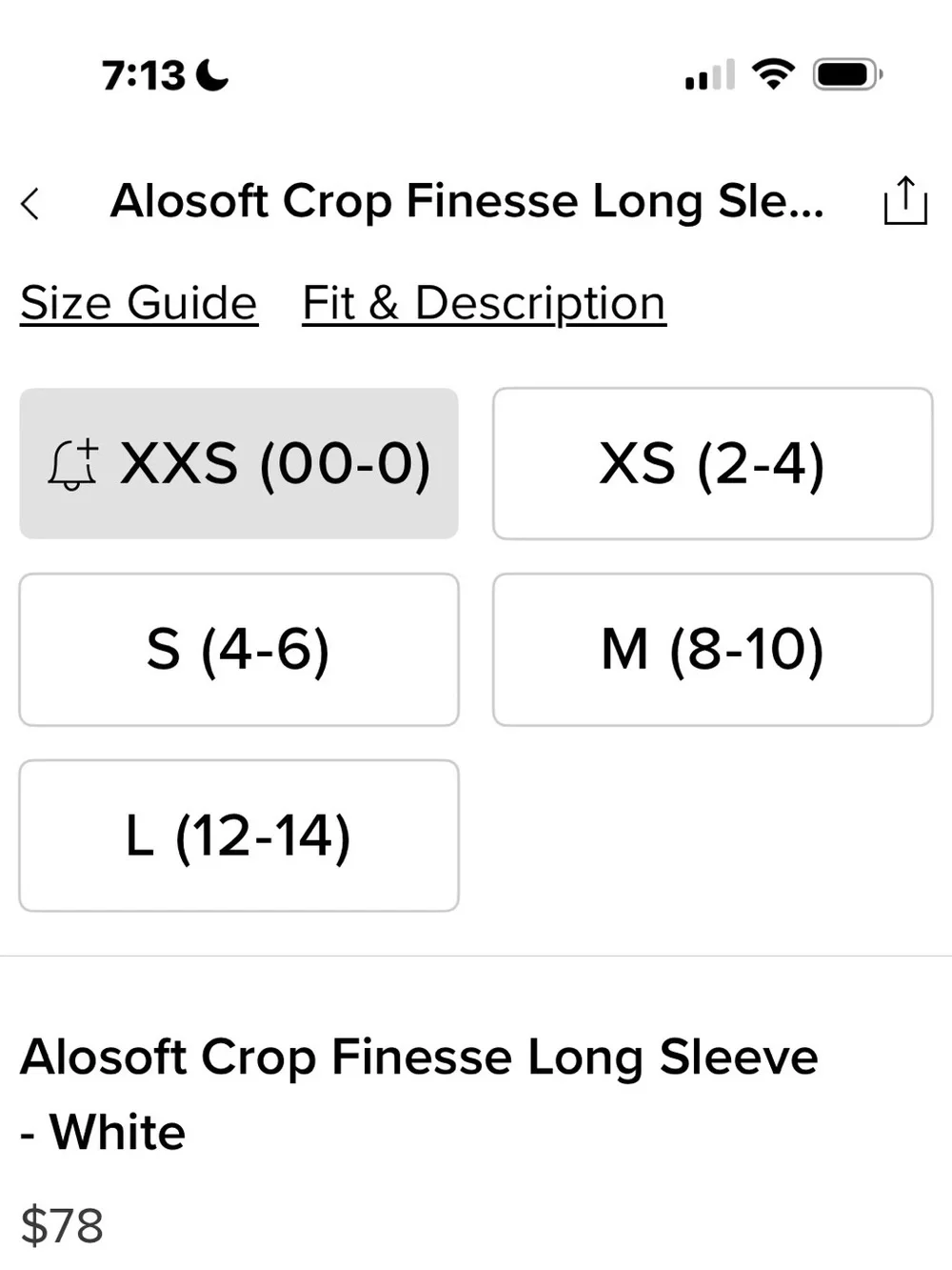 ALO Yoga Finesse Long-Sleeve Crop Top NWOT